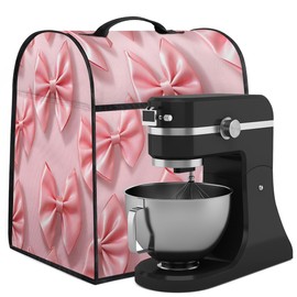 YPPAHHHH Pink Bow Pattern Kitchen Aid Stand Mixer Cover, Waterproof, Polyester, Dust-Proof, Multi-Pockets, 17x11.2x14.6 Inches