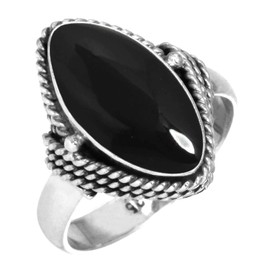 Jeweloporium 925 Silver Ring for Women Size J 1/2 Real Black Onyx Gemstone Costume Silver Ring Birthday Gift Vintage Jewelry