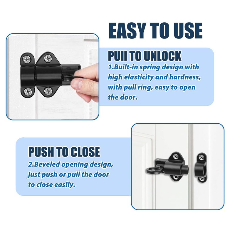 Litensh Self Closing Latch, Spring Door Lock, Heavy Duty Bolt
