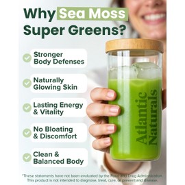 Atlantic Naturals Atlantic Naturals Organic Sea Moss Super Greens Powder - Greens Superfood with 12 Vegetables, 15 Fruits, Probiotics, 16 Herbs & Spices - Digestive Health, Energy, Skin & Immunity - Mixed Berry Flavor