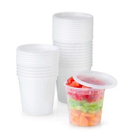 24 oz. Plastic Deli Food Storage Containers with Airtight Lids [24 Sets]