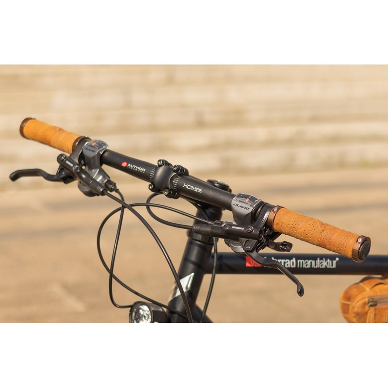 Gusti Nairo Q. Genuine Leather Handlebar Grip Brown Leather Metal