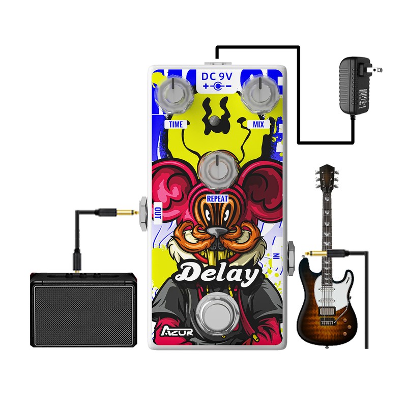 AZOR Delay Guitar Pedal, Digital Effect Mouse Vintage Delay Pedal
