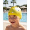 escualo Gorra de Natación Infantil, Silicona, Diseño Dino, Amarillo