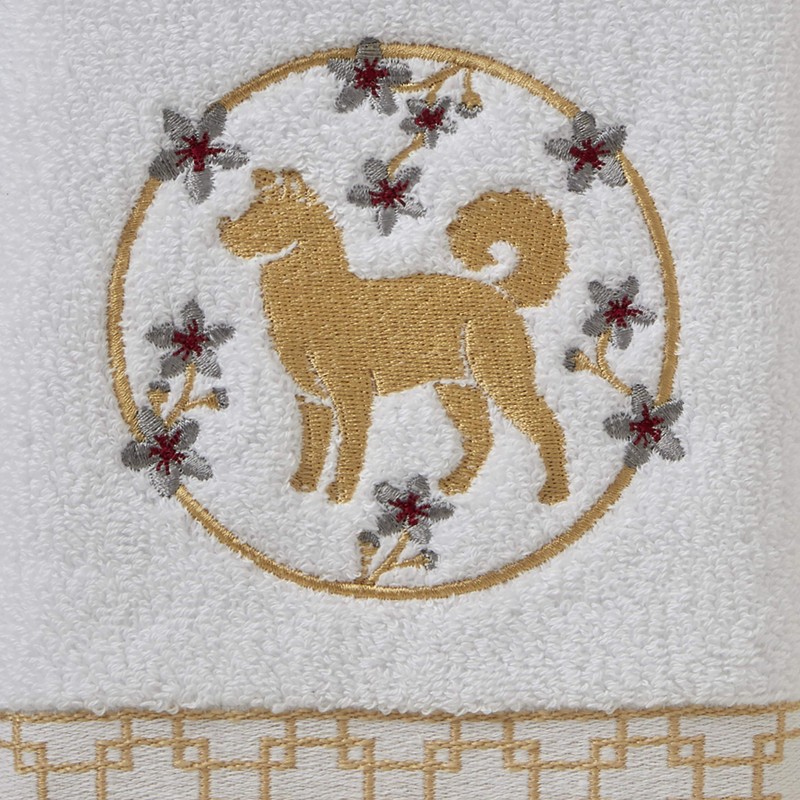 SKL Home Vern Yip Zodiac Dog Hand Towel Set, White