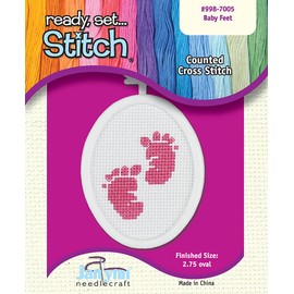 The Janlynn Corporation Ready, Set...Stitch Baby Feet Counted Cross Stitch Kit with Frame