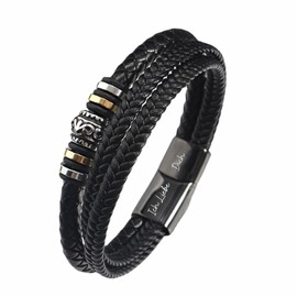 Ahnona Gifts for Men – I Love You Gifts for Men, for Boyfriend, Leather Bracelet Men, Birthday Gift for Men, Gift for Him, with Engraving, Leather