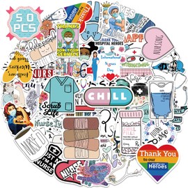 50PCS Nurse Stickers,Funny Nurse Gifts,Nursing Stickers,Nurse Week Gifts,EMT Gifts for Women,Medical and Emergency Decals Medical Decals for Computer,Cups,Planner Laptop Decals (nurse1)