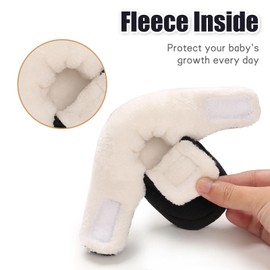 Baby Newborn Fleece Bootie, Winter Warm Non-Slip Soft Sole Winter Shoes, Sock Shoes, Cute Adjustable Crawling Shoes, Prewalker Boots for Girls and Boys, Toddler Size 0-18 Months, A Black