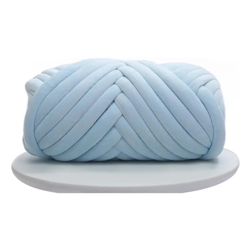 Terciopelo Chunky Yarn Arm Knitting Pet Bed Azul Claro