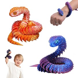 JYNARIX 2 PCS 3d Printed Snake, 11.81inch Articular Mobility Realistic Collectible Animal Models, Red and Blue Gradient, Perfect for Home Decoration, Gifts, or Educational Use
