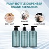 3 Pack Shampoo Bottle Pump Dispenser, 500ml Empty Plastic Soap