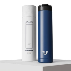 Ever Vessel Super Maxi Stainless Steel Water Bottle 36oz - Double wall vacuum insulated | Integrated carry handle | leak proof flip top lid | Lightweight & stylish - Blue