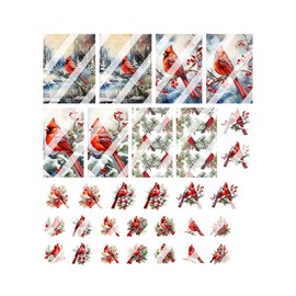 Winter Cardinal Birds Nail Art Decals - Waterslide Nail Decals (Adult Small)