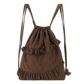 MilyaDE Straw Backpack Beach Bag Handmade Daypack Drawstring Bohemian Shoulder Bag for Women Travel Holiday, Cb-cord, coffee