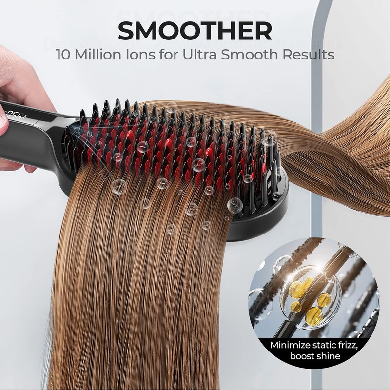 TYMO Hair Straightener Brush - Upgraded Ionic Plus Straightening Brush