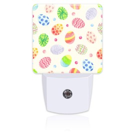 sndheke Colorful Easter Eggs Night Light, Happy Easter Dusk to Dawn Plug in, 0.5w Energy Saving Sleep Friendly Night Light for Kids Boys Girls Home Decor