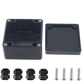 Otdorpatio Project Box ABS Black Electrical Boxes IP67 Outdoor Waterproof box Electronic Junction Box Power Enclosure with Cable Glands for DIY Project 3.3x3.2x2.2inch (83 x 81 x 56 mm)
