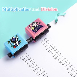 Teaching Stamps for Kids,Math Stamp,Refillable Ink Math Practice Number Rolling Stamp,Multiplication and Division Math Learning Roller Stamp Within100,for Preschool Kindergarten Classroom Supplies