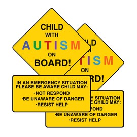 2 Pack Child with Autism On Board Magnets, Autism Awareness Car Decal for Car Truck SUV Van Window Bumper Reusable and Strong Magnetic Signs with 30mil Thickness
