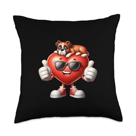Boxer Dog Lovers Valentines day for Women Girls Animal Lovers Boxer Valentine's Day Boys Throw Pillow, 18x18, Multicolor