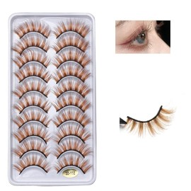 False Eyelashes 10 Pairs Brown Natural Eyelashes Fluffy Cat Eye Mink Eyelashes Volume Long Fluffy False Eyelashes