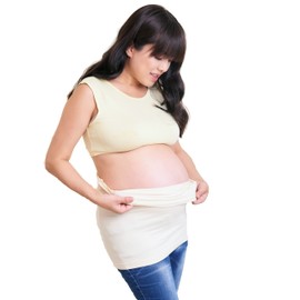 Maddie Moo Belly Band Seamless Maternity and Postpartum Shirt Extenders, Cotton, X-Large- Tan