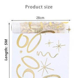 Table Runner 60th Birthday Gold-Plated 60th Birthday Decoration Adult Ceremony Decoration Materials Table Runner Birthday for Woman and Man Birthday (60)