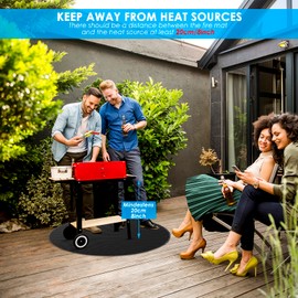 Fire Pit Mat, 39" Round Heat Proof Mat, Waterproof Fireproof Grill Pads, 3 Layer Thickened BBQ Mat Foldable Portable for Outdoor, Heat Resistant Mat for Decking, Grass, Grill, Floor, Patio, Camping