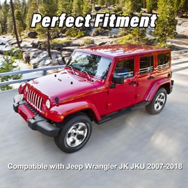 Front & Rear Fender Flares Compatible with Jeep Wrangler JK JKU 2007-2018 Wheel Fender Liner Trim Extension Protector
