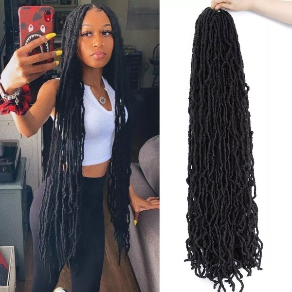 Nescorner Soft New Faux Locs Super Long Goddess Crochet Hair