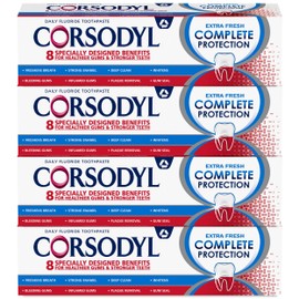 Corsodyl Complete Protection Toothpaste, Extra Fresh, Gum care, Fluoride Toothpaste, 4x75ml
