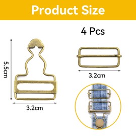4 Pcs Dungaree Clips,Dungaree Buckle,Overall Clasp Overall Clips,Dungaree Clips and Buttons,for Repairing Old Buttons,Handcrafting,Adjustment of Denim Suspenders and Overalls,Clothing Repair