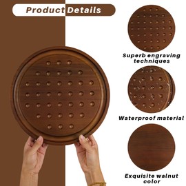 Wahartoly Wooden Marble Solitaire Board Game Classic Natural Stone Marbles with 36 Natural Marble Marbles Classic Marble Game Durable and Sturdy Solid Wood Gaming Board Set (Medium)