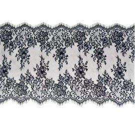 xingmo 3 Meters Lace Edge Trim Ribbon Floral Lace Ribbon Embroidered Applique Tulle Lace Edging Trimming Fabric for Sewing, Clothing Wide 38 cm (Black)