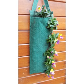 Outdoor Hessian Flower Pouches Hanging Bags Pack of 4 - Green