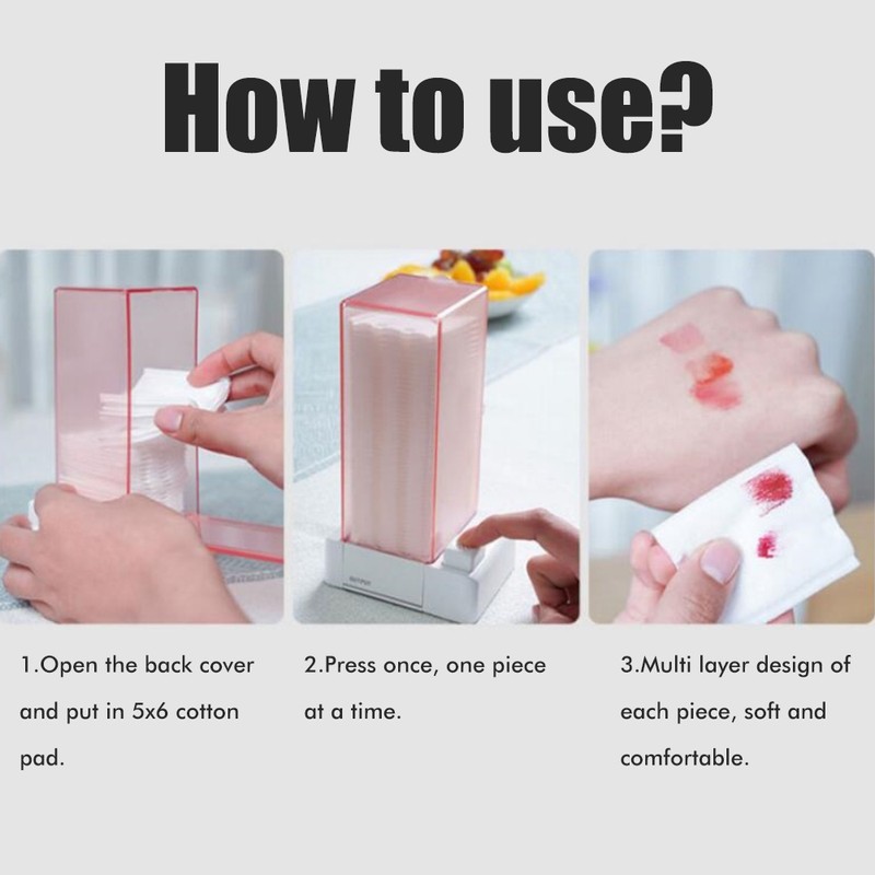 Automatic Cotton Pad Dispenser Press Out Makeup Cotton Holder Dispenser