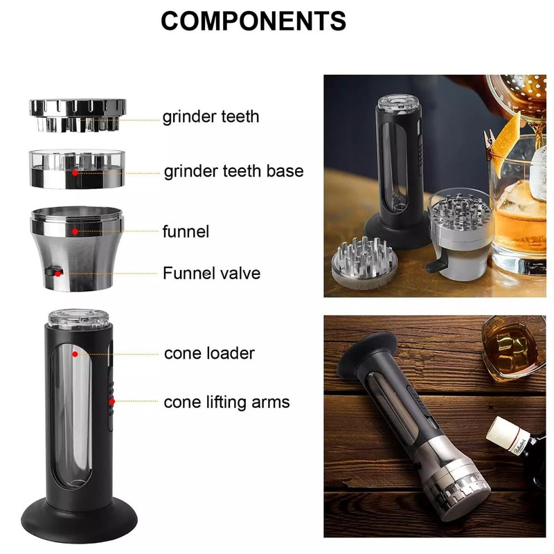 3-in-1 Spice Grinder Hand Crank Loader Roller Crusher Filler Flower