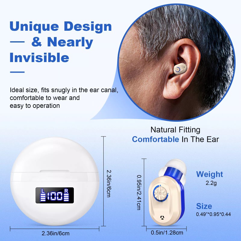 K&FCOPTEE Invisible In Ear Hearing Aids For Seniors Digital Rechargeable