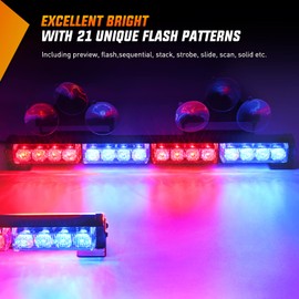 Nilight Traffic Advisor Emergency Strobe Light Bar 2 in 1 17Inch 32LED 23 Flash Patterns Directional Safety Warning Lights with Cigar Lighter on Trucks Police Construction Vehicles, 2 Year Warranty
