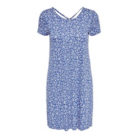 ONLY Women's ONLBERA Back LACE UP S/S Dress JRS NOOS, Strong Blue/AOP:White Flowers, M