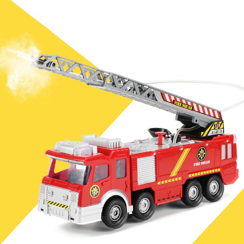 Mini Simulation Aerial Ladder Truck Model Vehicle Fire Fighting Car
