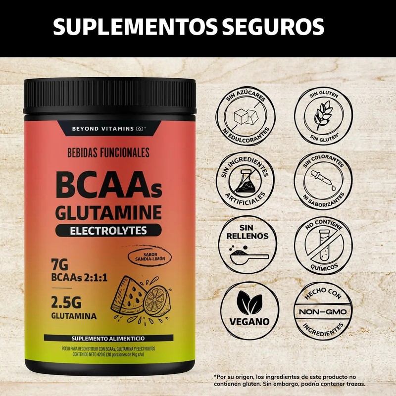 Bcaa Glutamina Electrolitos 7g Aminoácidos Bcaa 211 2.5g L-glutamina En