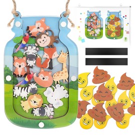Reward Jar for Kids, Toilet Training Reward Chart, Incentive Good Behavior Jars for Children, Chore Reward Jar, Magnetic Reward Charts Tokens, Classroom Essentials for Boys Girls Student (Poo+Animal)