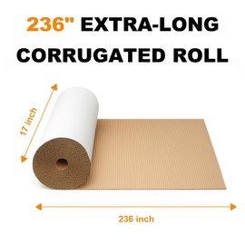 White Corrugated Cardboard Roll, 17" x 236" Single Face Kraft Cushion Wrap, Large & Thick Cardboard Sheets Paper for Shipping, Packing, Box Filler, Furniture Protection, DIY Crafts & Gift Packaging