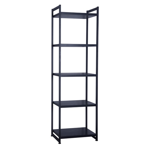 Household Essentials 5 Shelf Free Standing Book Case, Black Oak