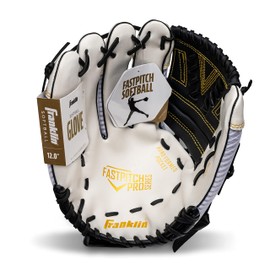 Franklin Sports Fastpitch Softball Glove - Fastpitch Pro - Adult and Youth Softball Mitt - Infield and Outfield - Left Handed Glove - White/Gold - 12" Lefty
