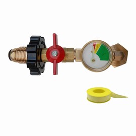 HHXS Pol Propane Refill Elbow Adapter with Propane Tank Gauge,90 Degrees Refill Pressure Fitting Adapter for Camping Grill 1Lb Bottle Tank