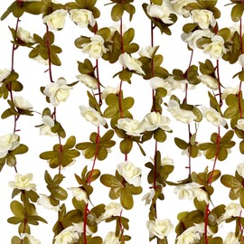 8Pcs 63Ft Cream Rose Garland, Fake Flower Vines, Artificial Vine Flowers, Rose Hanging Garland for Party Wedding, Garden, Room Table, Christmas, Backdrop Wall Arch Decor