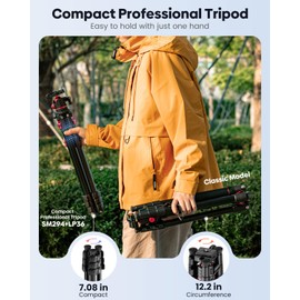 CAMBOFOTO 68" Lightweight Travel Camera Tripod with Ball Head, Compact Aluminum Tripod for DSLR/SLR, Compatible with Canon, Nikon, Binoculars, Telescope (Supports 8.8 lbs, Weighs 2.62 lbs)